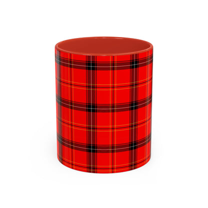 Red Plaid Pattern Accent Coffee Mug (11, 15oz)