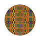 Kente Pattern Round Rug — African-Inspired Geometric Floor Mat