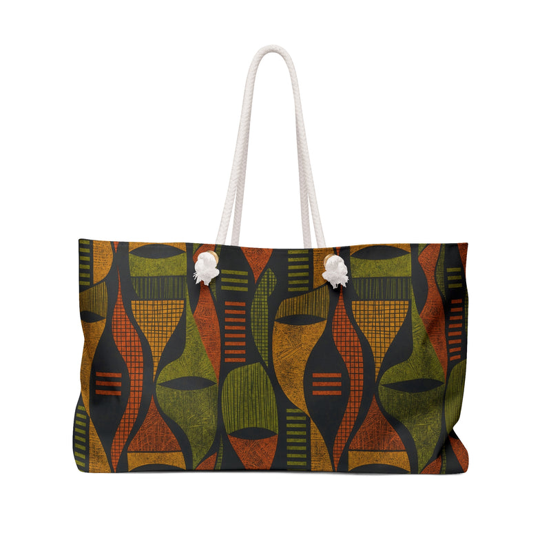 Retro Abstract Geometric Tribal Pattern Weekender Bag