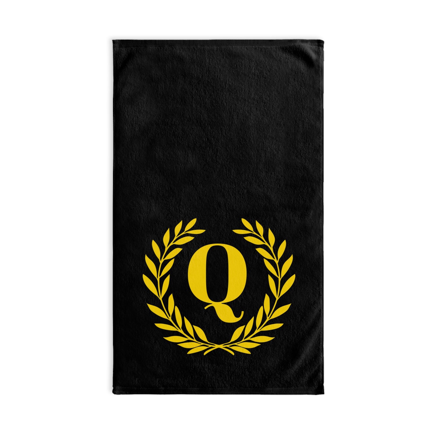 Elegant letter "Q" Gold Laurel Monogram Hand Towel
