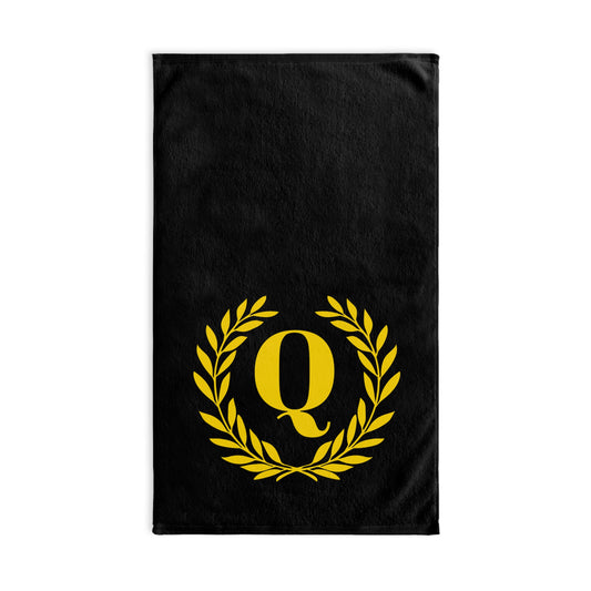 Elegant letter "Q" Gold Laurel Monogram Hand Towel