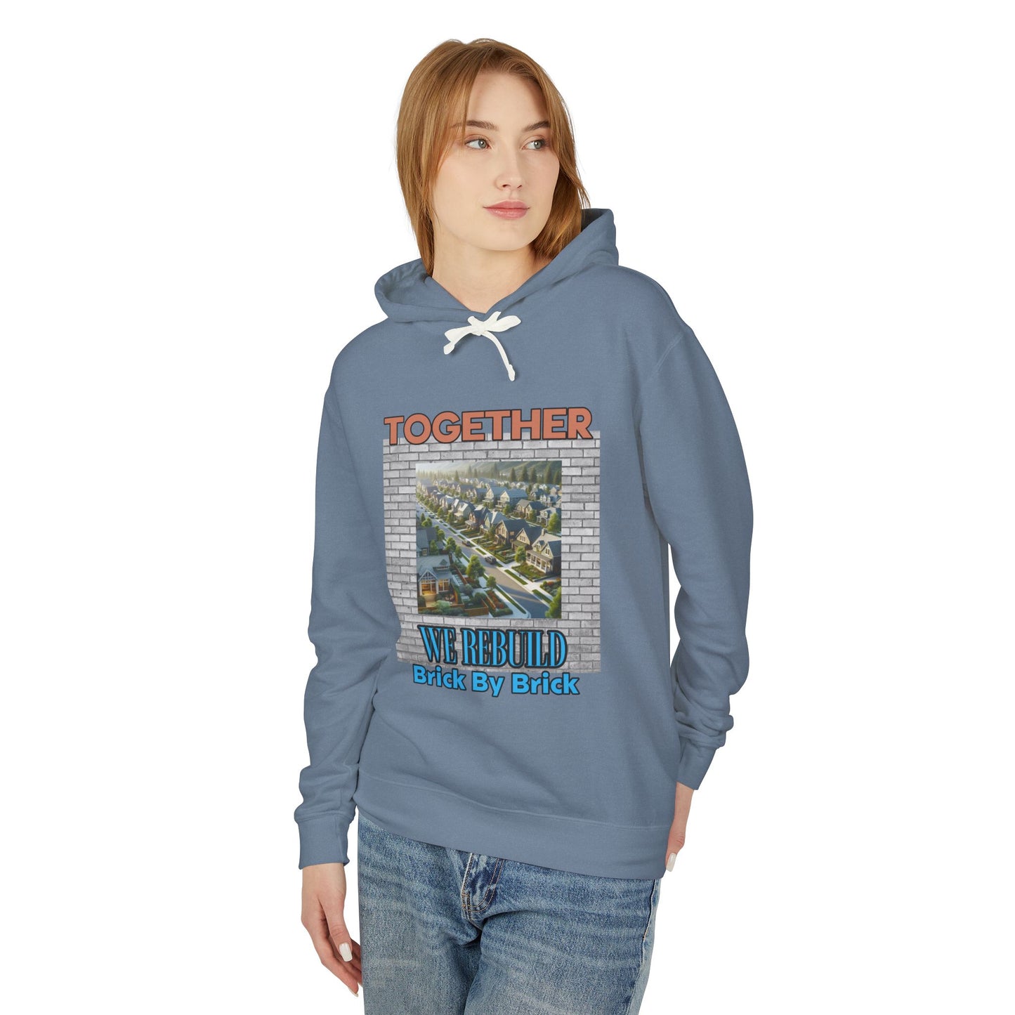 Together We Rebuild Unisex Lightweight Hooded Sweatshirt
