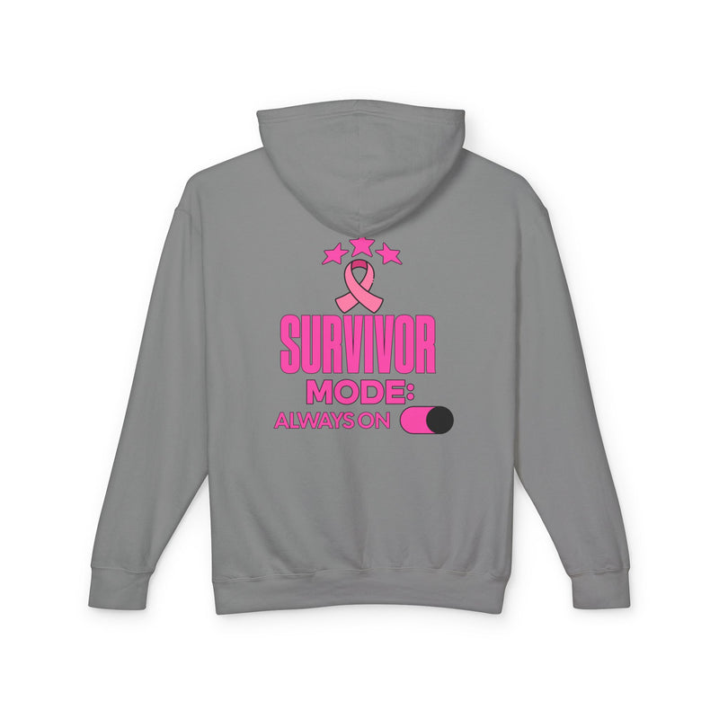 Survivor Mode: Always On - Breast Cancer Survivor Lightweight Hooded Sweatshirt