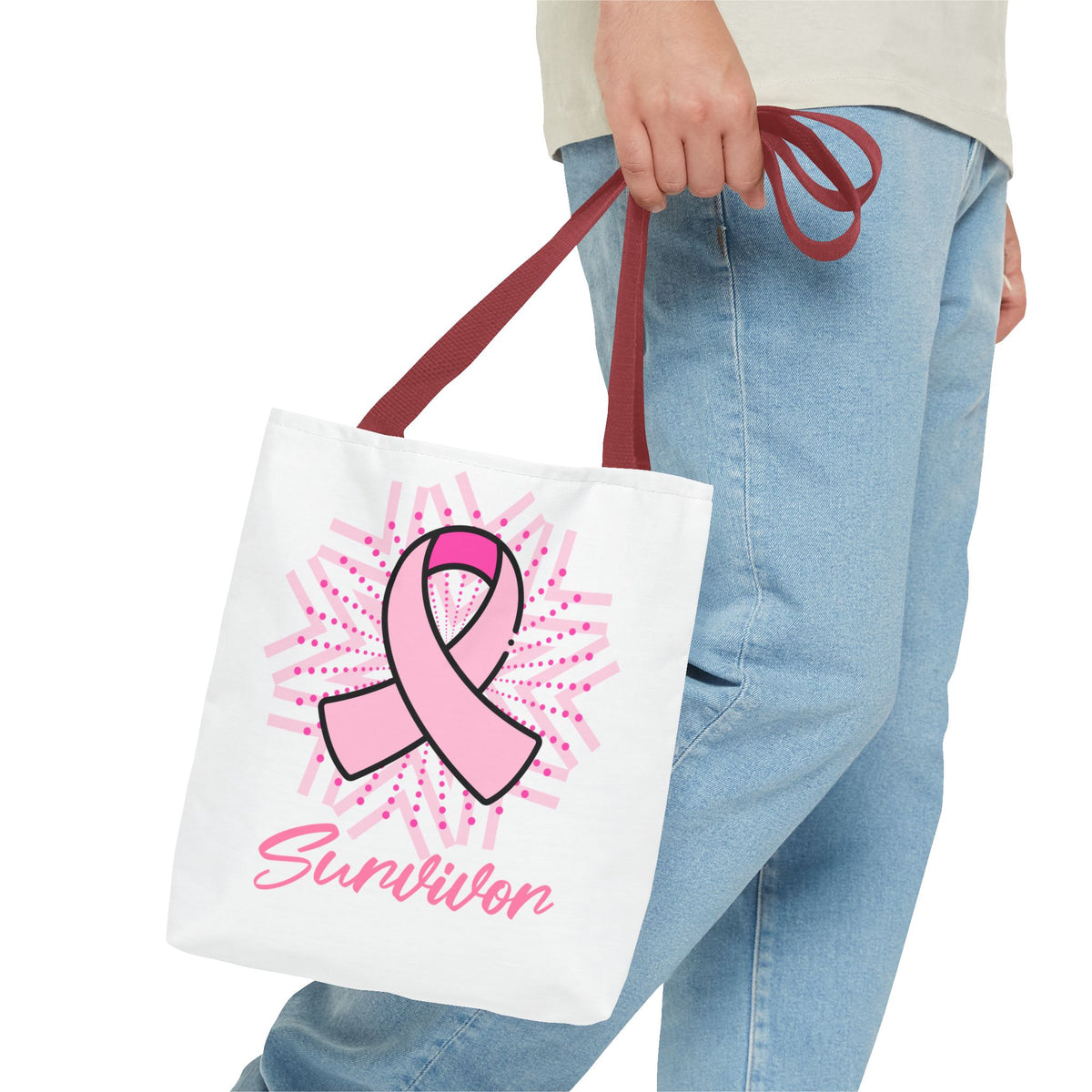 Breast Cancer Survivor Pink Ribbon Tote Bag