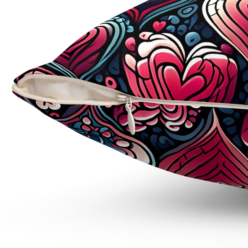 Decorative Heart Pattern Polyester Square Pillow