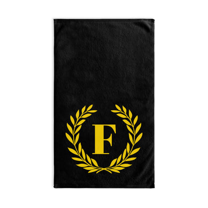 Elegant letter "F" Gold Laurel Monogram Hand Towel