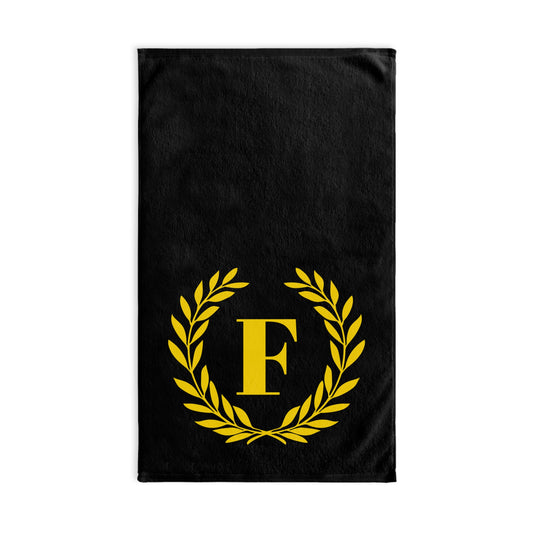 Elegant letter "F" Gold Laurel Monogram Hand Towel
