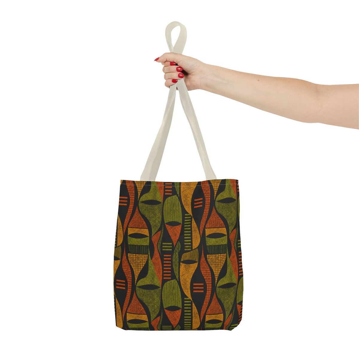 Retro Tribal Pattern Tote Bag – Earthy Boho All-Over Print Tote