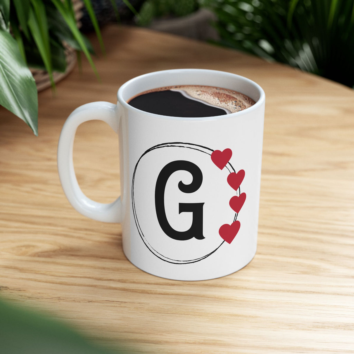 Letter "G" Monogram Heart Design Coffee Mug