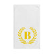 Elegant letter "B" Gold Laurel Monogram White Hand Towel