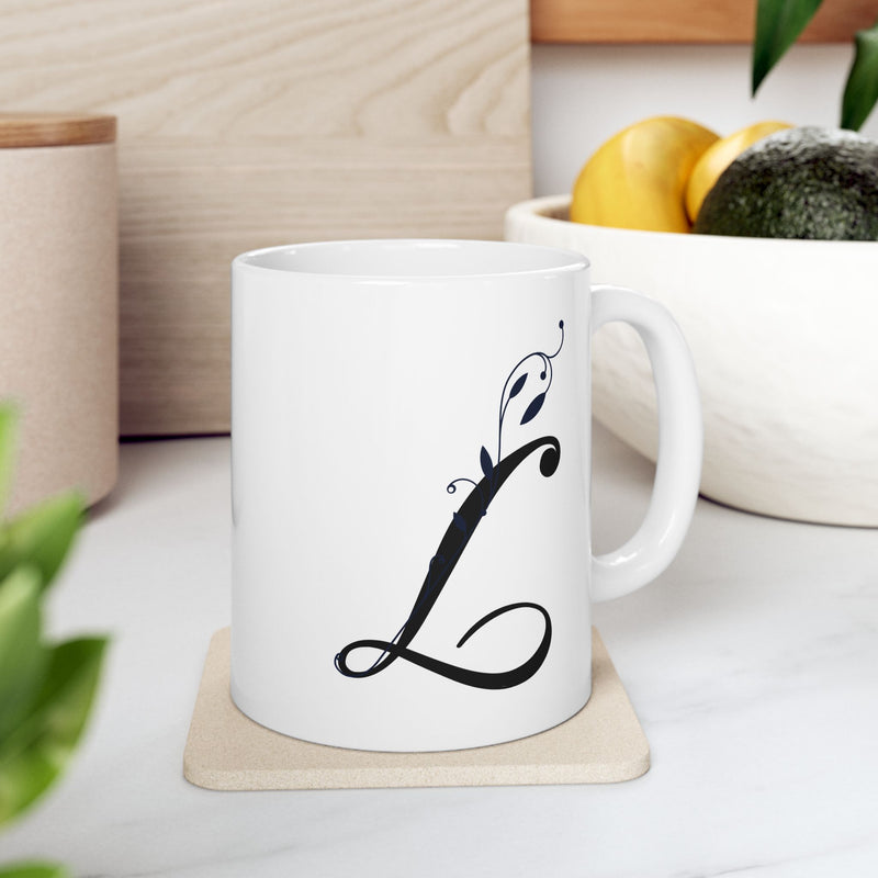 Letter "L" Decorative Monogram Design Coffee Mug