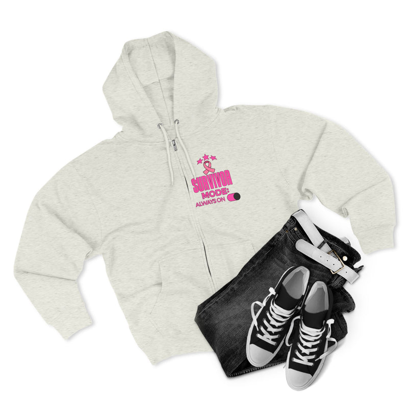 Survivor Mode: Always On - Breast Cancer Survivor Zip Hoodie