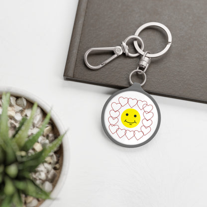 Smiley Face Heart Keyring Tag