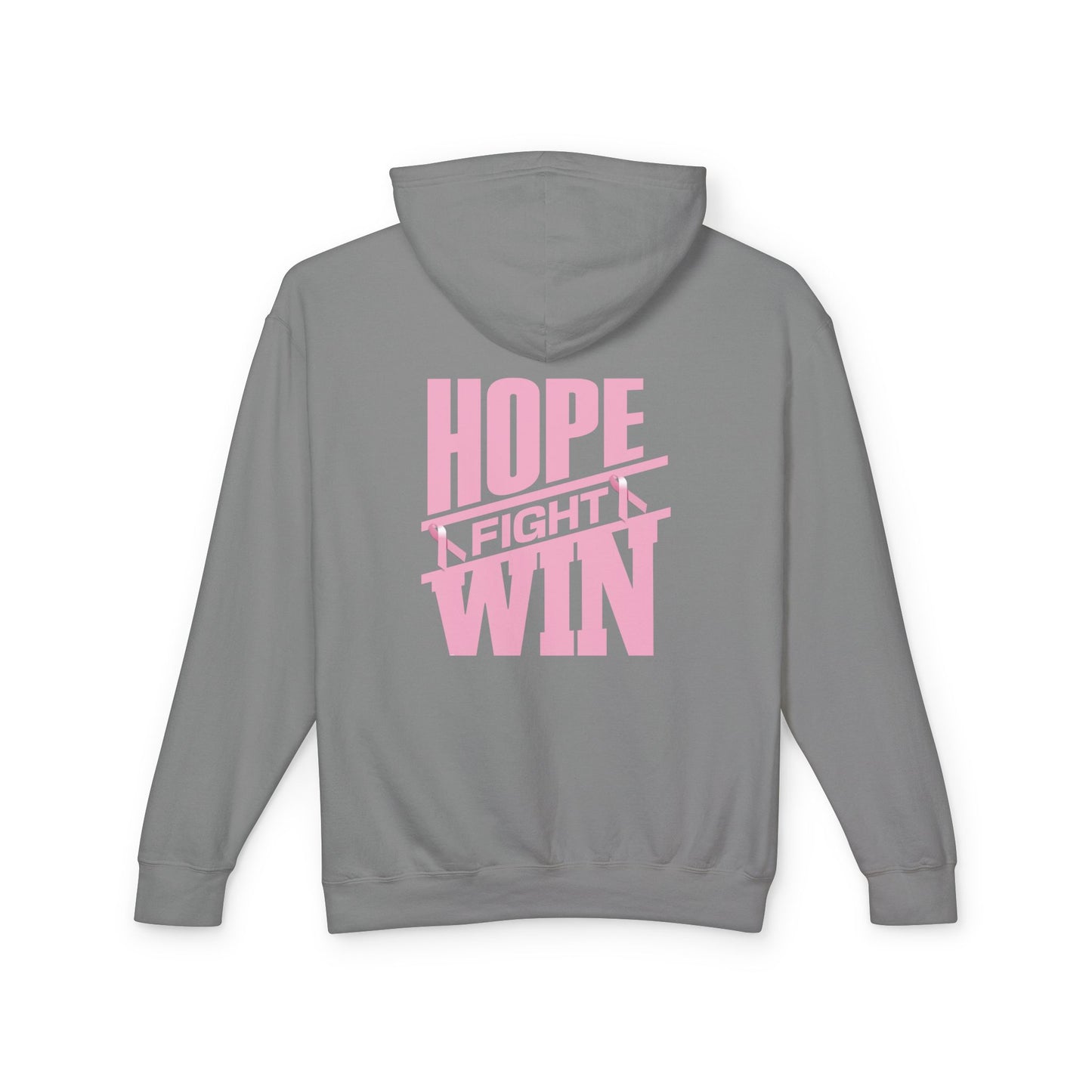 Hope, Fight, Win - Breast Cancer Survivor Lightweight Hooded Sweatshirt