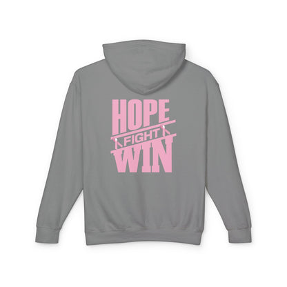 Hope, Fight, Win - Breast Cancer Survivor Lightweight Hooded Sweatshirt