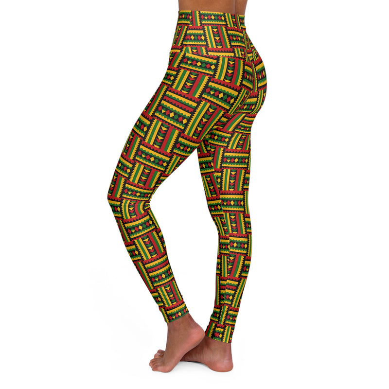 Kente Cloth High Waisted Yoga Leggings (AOP)