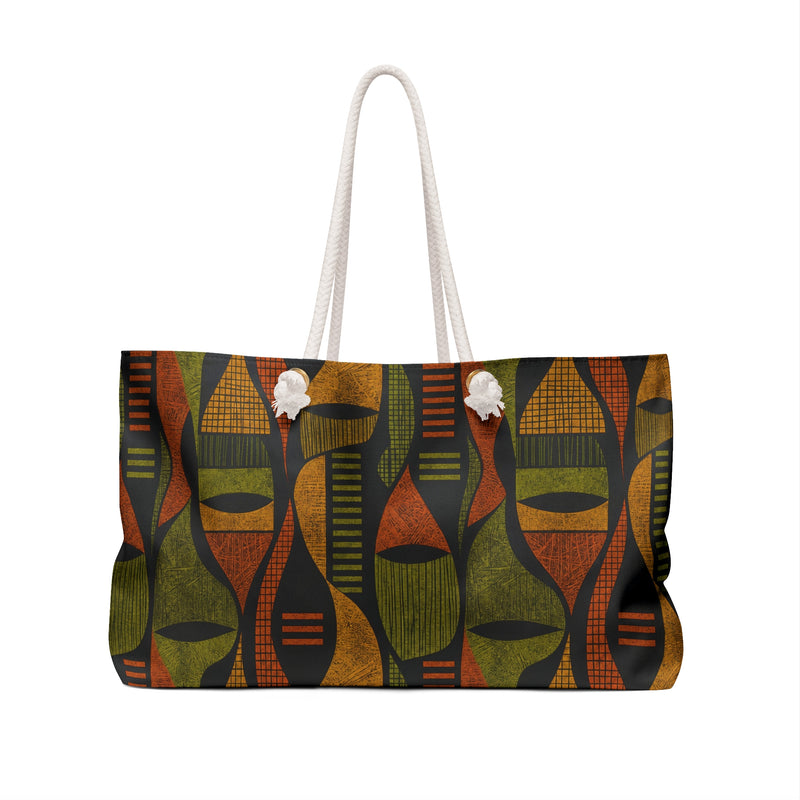 Retro Abstract Geometric Tribal Pattern Weekender Bag