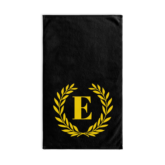Elegant letter "E" Gold Laurel Monogram Hand Towel