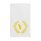 Elegant letter "V" Gold Laurel Monogram White Hand Towel