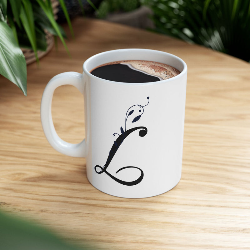 Letter "L" Decorative Monogram Design Coffee Mug