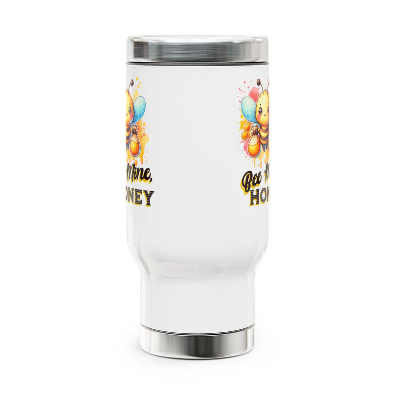 Bee Mine, Honey - Romantic Stainless Steel Travel Mug with Handle, 14oz