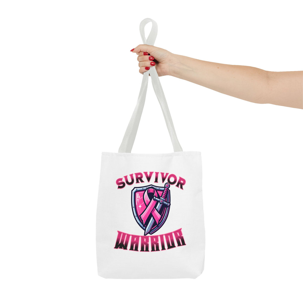 Survivor Warrior Tote Bag — Pink Ribbon Breast Cancer Awareness Tote