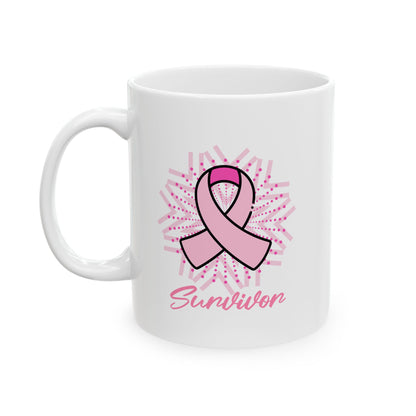 Breast Cancer Survivor Mug — Pink Ribbon Survivor Coffee Mug (11oz)