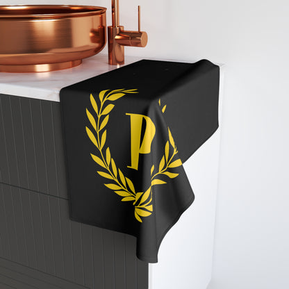 Elegant letter "P" Gold Laurel Monogram Hand Towel