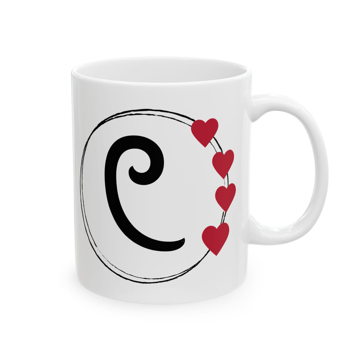 Letter "C" Monogram Heart Design Coffee Mug