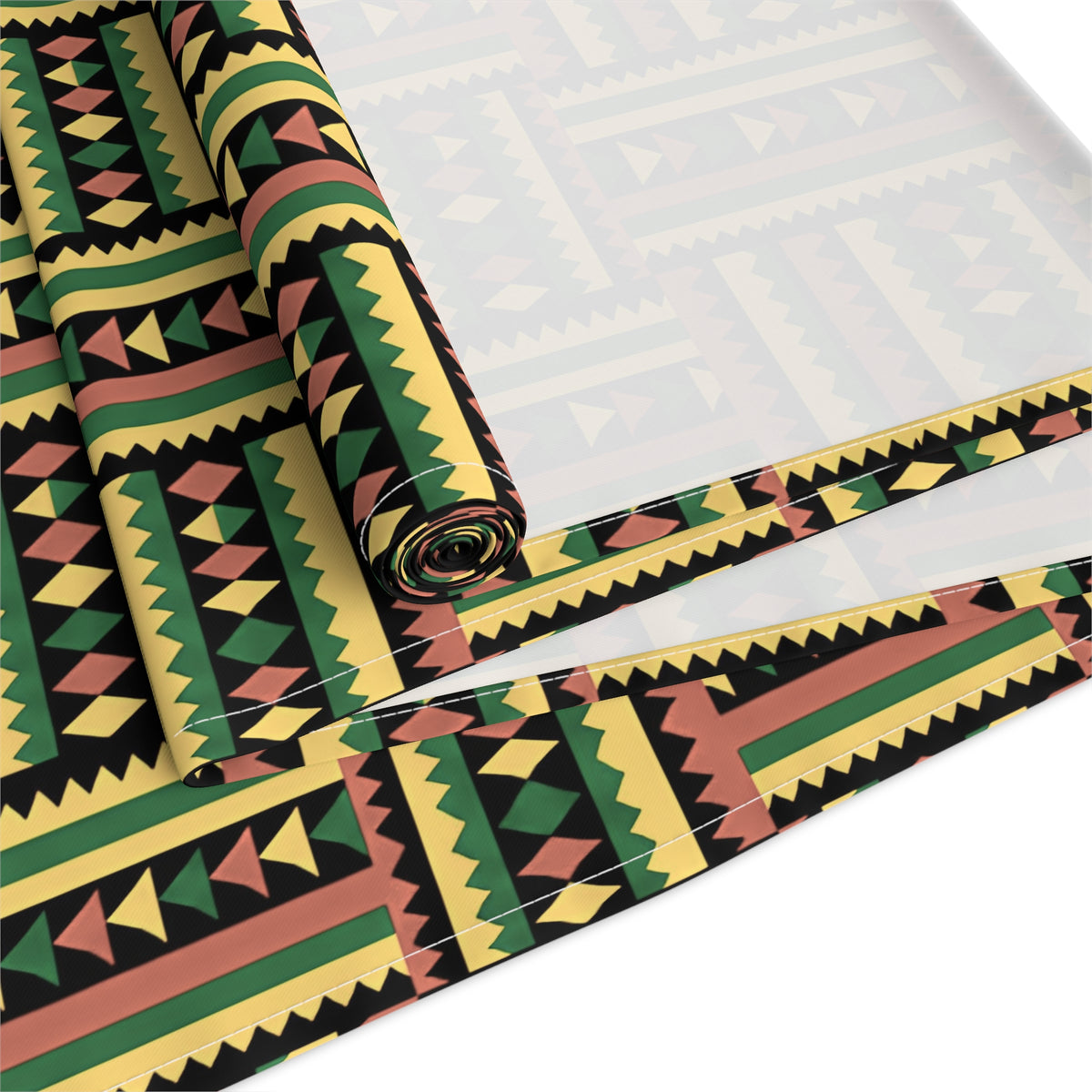 Geometric Colorful Woven Kente Pattern Table Runner
