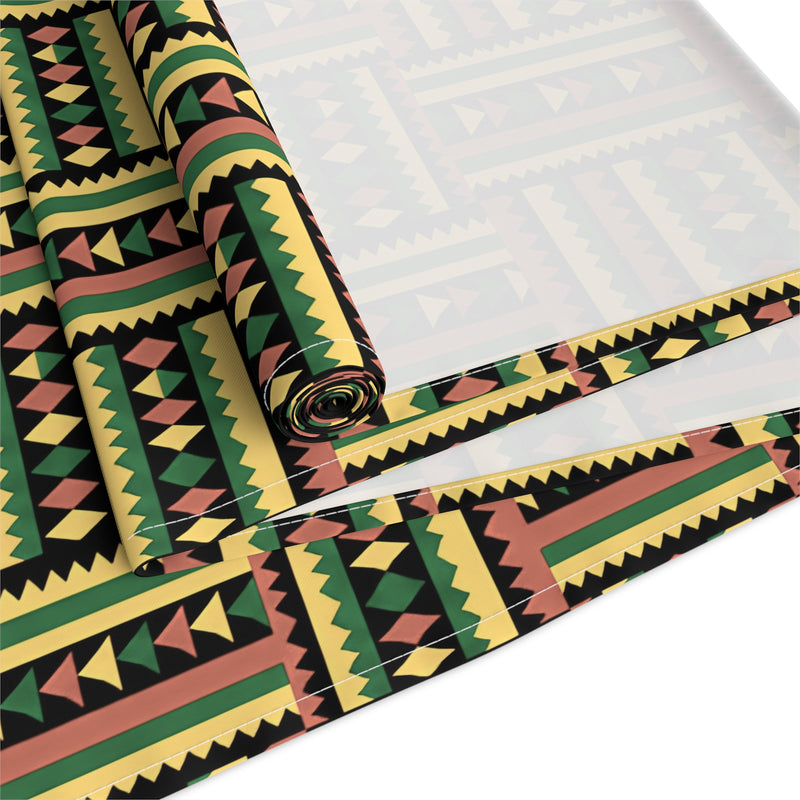 Geometric Colorful Woven Kente Pattern Table Runner