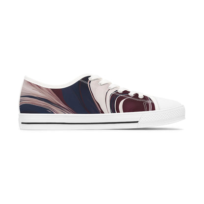 Burgundy and White Women's Low Top Sneakers