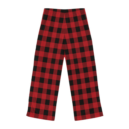 Red Checkered Plaid Pattern Women's Pajama Pants