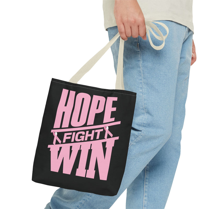 Hope, Fight, Win - Breast Cancer Survivor Tote Bag