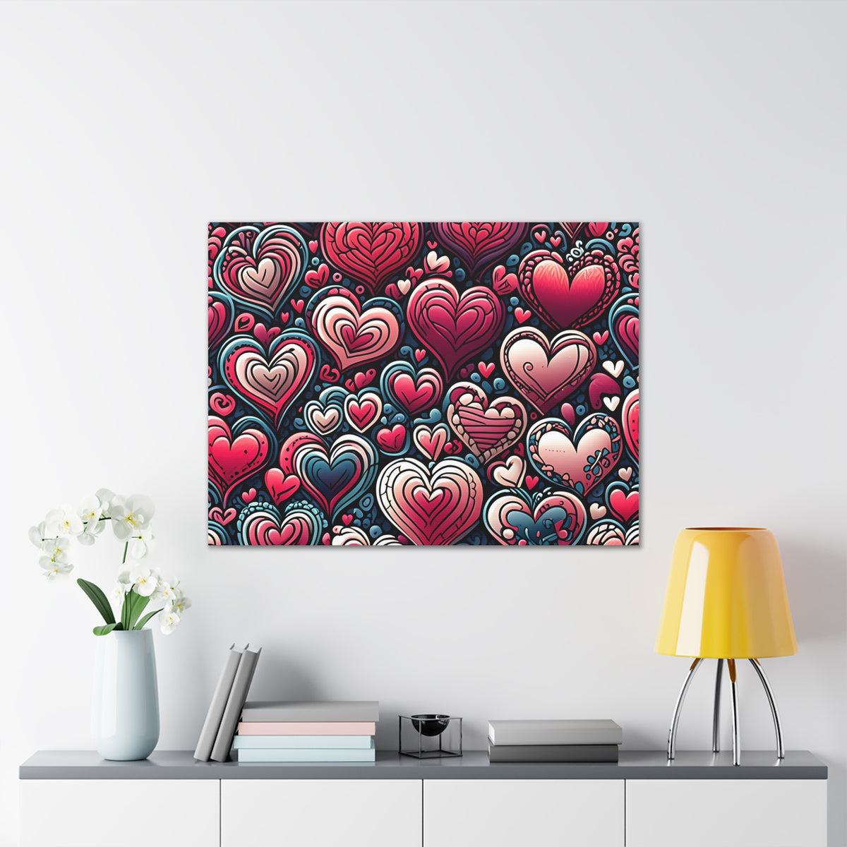Decorative Heart Pattern Canvas Stretched, 0.75"