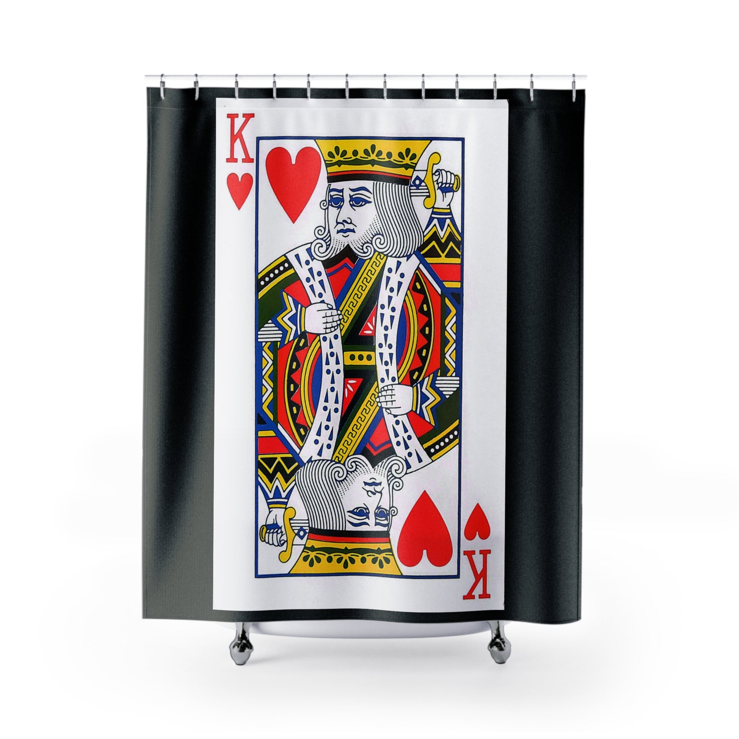 King of Hearts Playing Card - Shower Curtain - Black