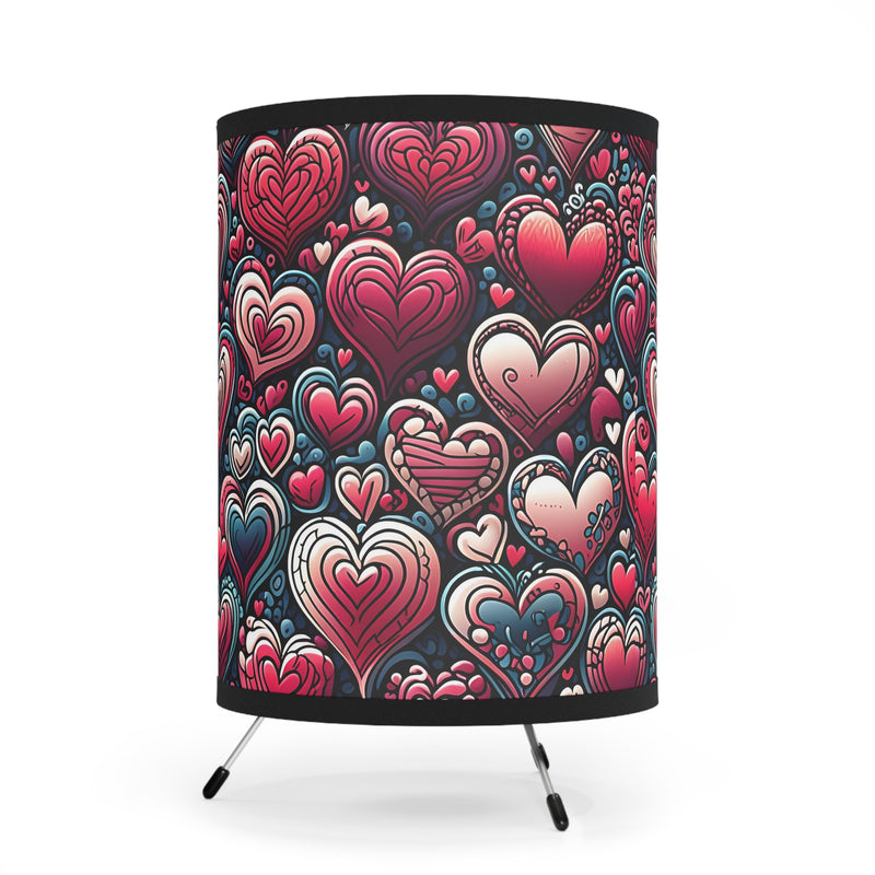 Decorative Heart Pattern - Romantic Tripod Lamp with High-Res Printed Shade, US\CA plug