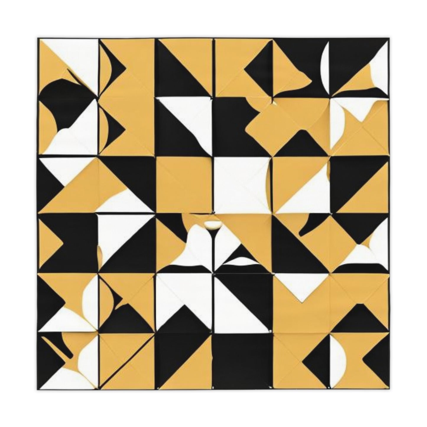 Black Gold and White Geometric Pattern Tablecloth