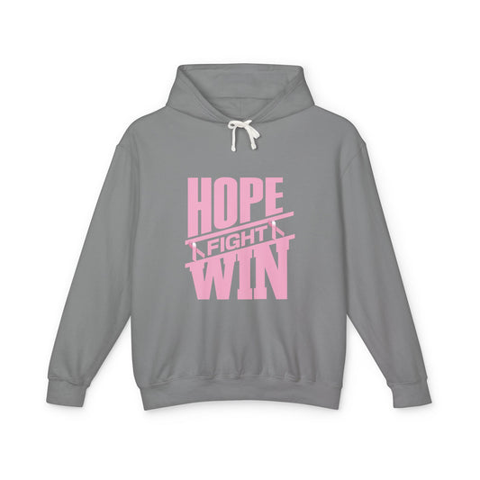 Hope, Fight, Win - Breast Cancer Survivor Lightweight Hooded Sweatshirt