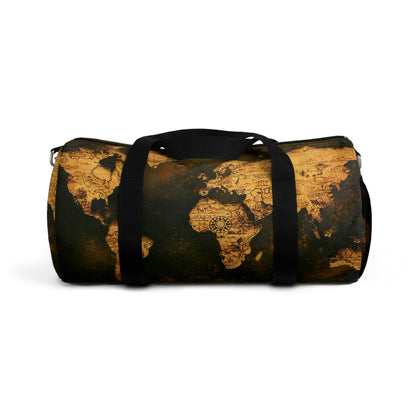 Brown World Map Duffel Bag