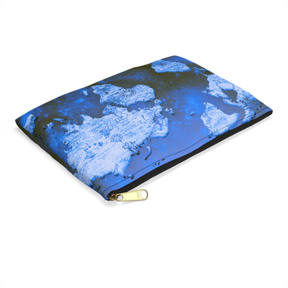 Blue World Map Accessory Pouch