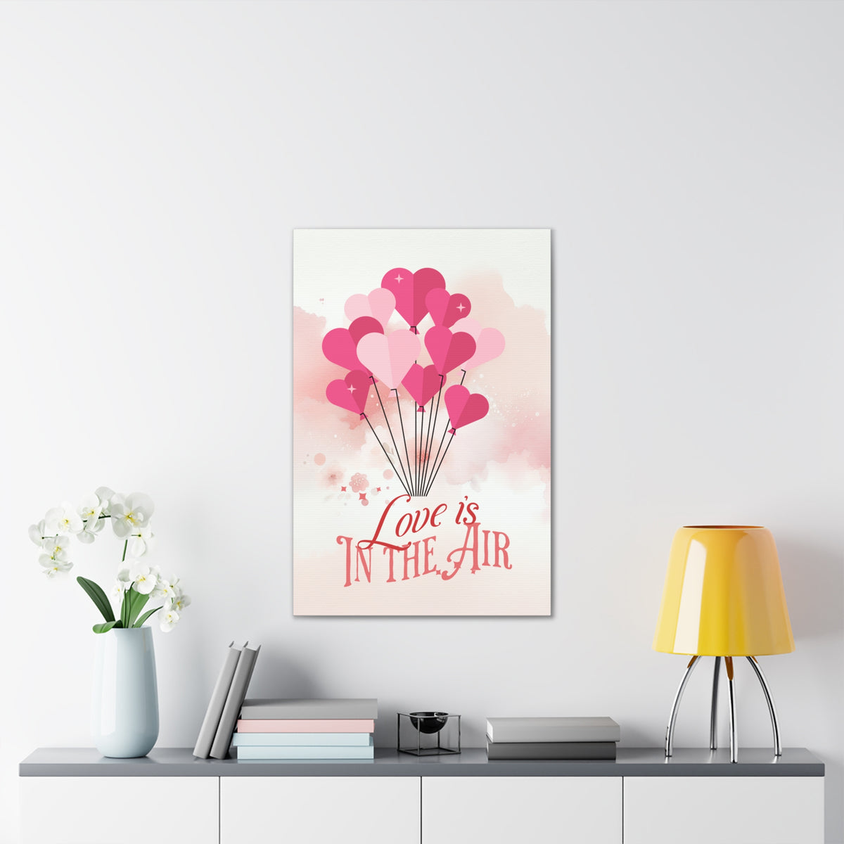Love is in The Air - Romantic Canvas Wall Art Stretched, 0.75"