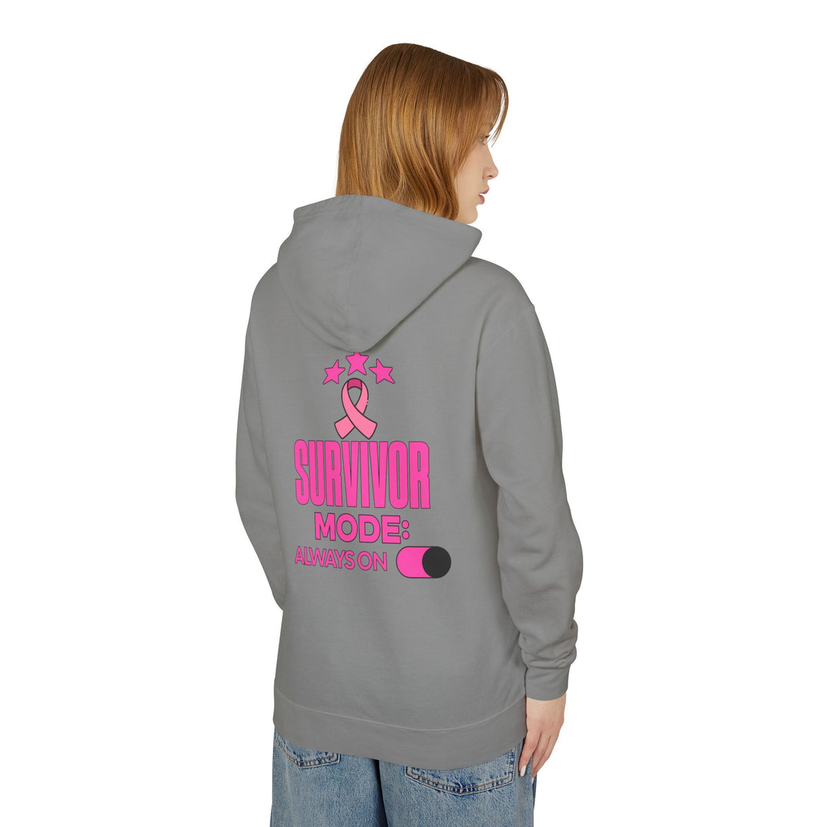 Survivor Mode: Always On - Breast Cancer Survivor Lightweight Hooded Sweatshirt