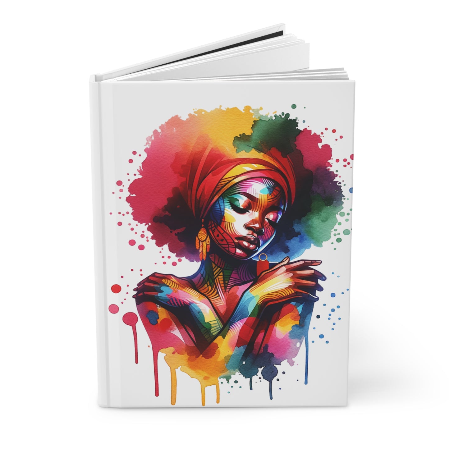 Colorful Abstract Watercolor Black Woman Hardcover Journal Matte