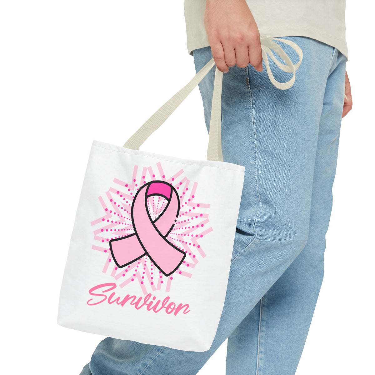 Breast Cancer Survivor Pink Ribbon Tote Bag