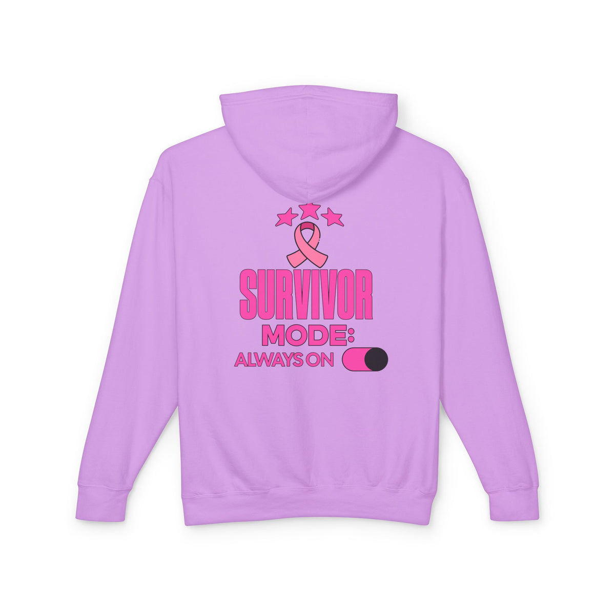 Survivor Mode: Always On - Breast Cancer Survivor Lightweight Hooded Sweatshirt