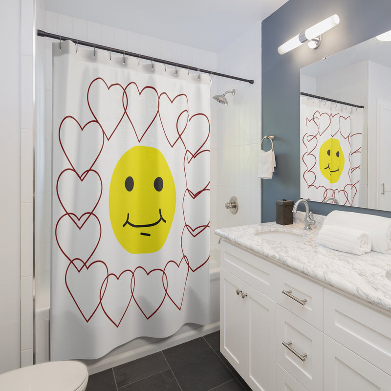 Smiley Face Heart Shower Curtain