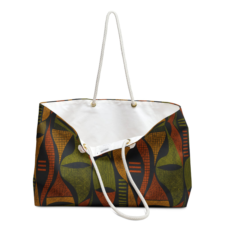 Retro Abstract Geometric Tribal Pattern Weekender Bag