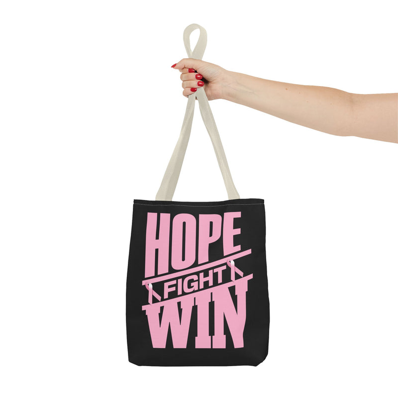 Hope, Fight, Win - Breast Cancer Survivor Tote Bag