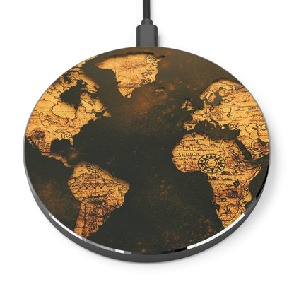 Brown World Map Wireless Charger